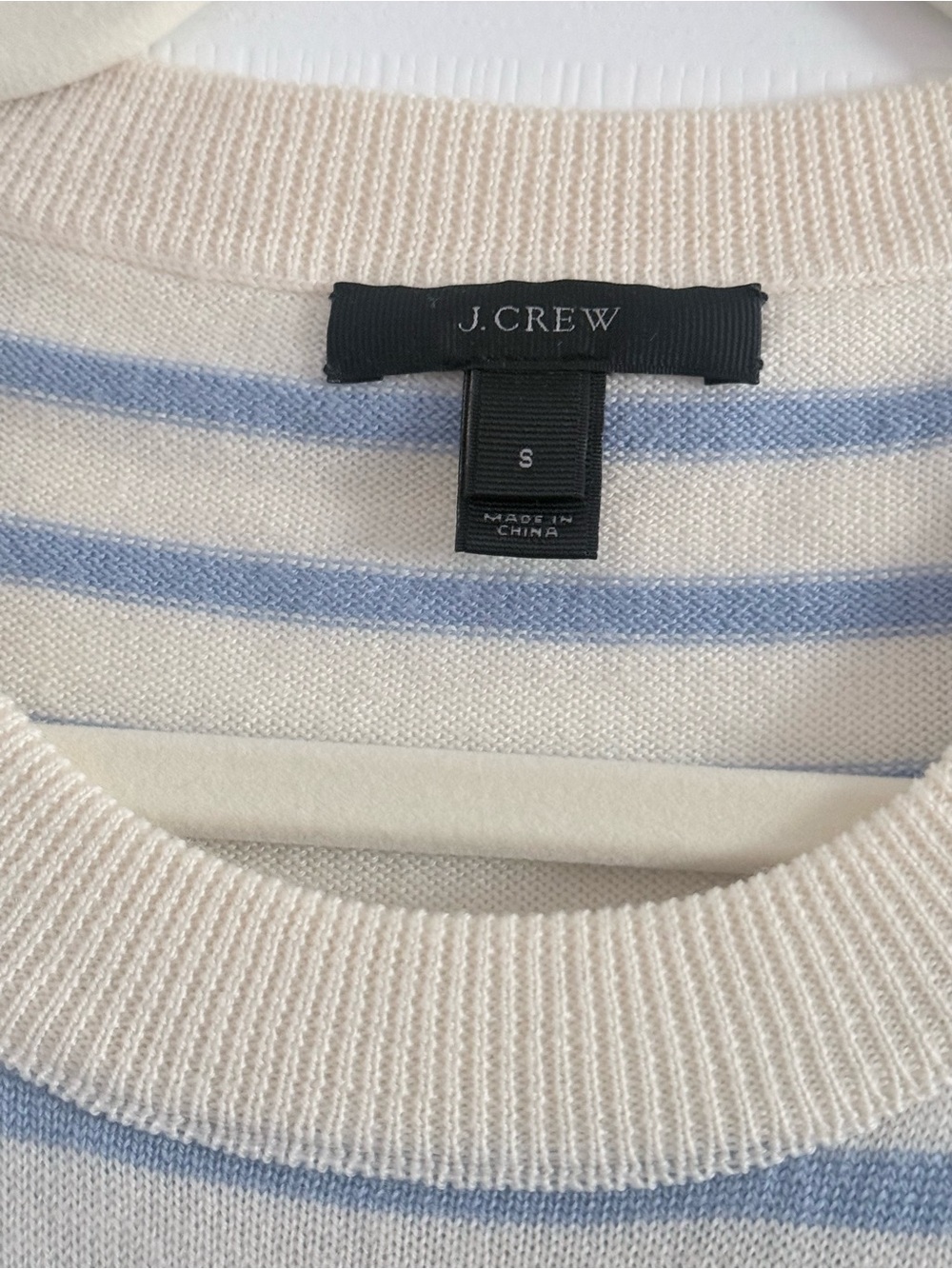 J.Crew Merino Tippi Sweater in Stripe Monarch Citrus Sky Ivory Sz Small - Picture 5 of 7